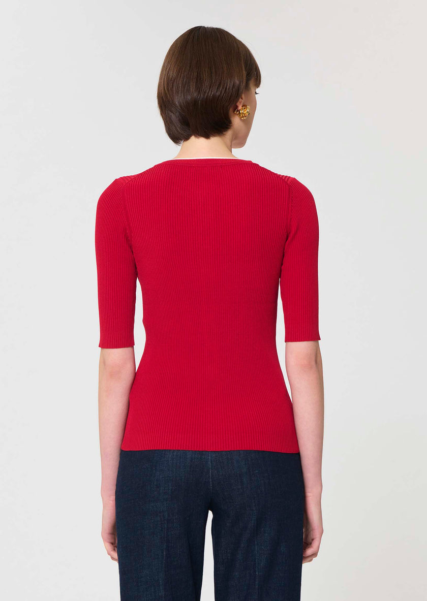 Gipsy Vest red ribbed knit-back