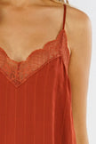 Kendra Striped Lingerie Inspired Lace Trim Silk Camisole details