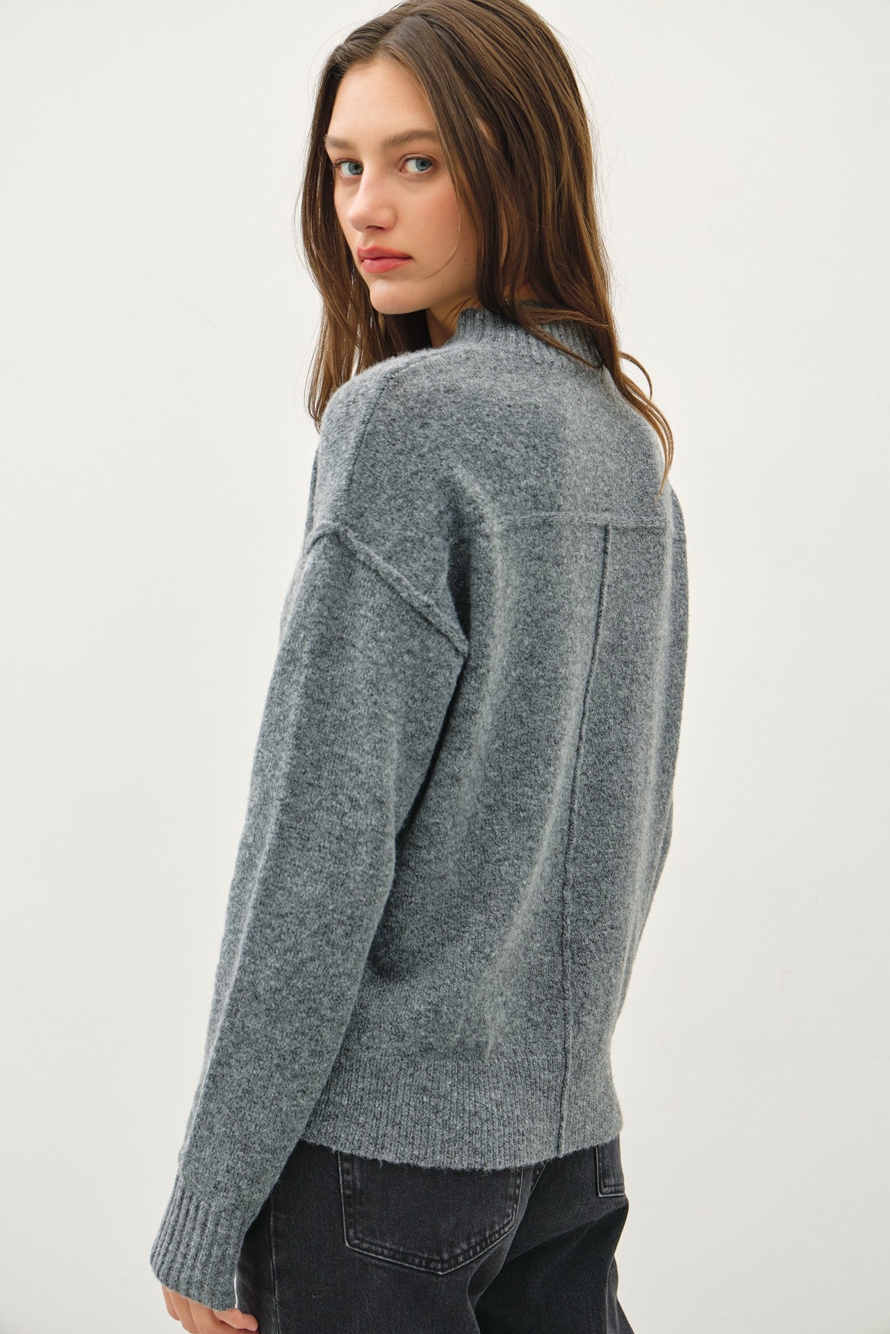 Cozy Drop Shoulder Rib Detail Sweater