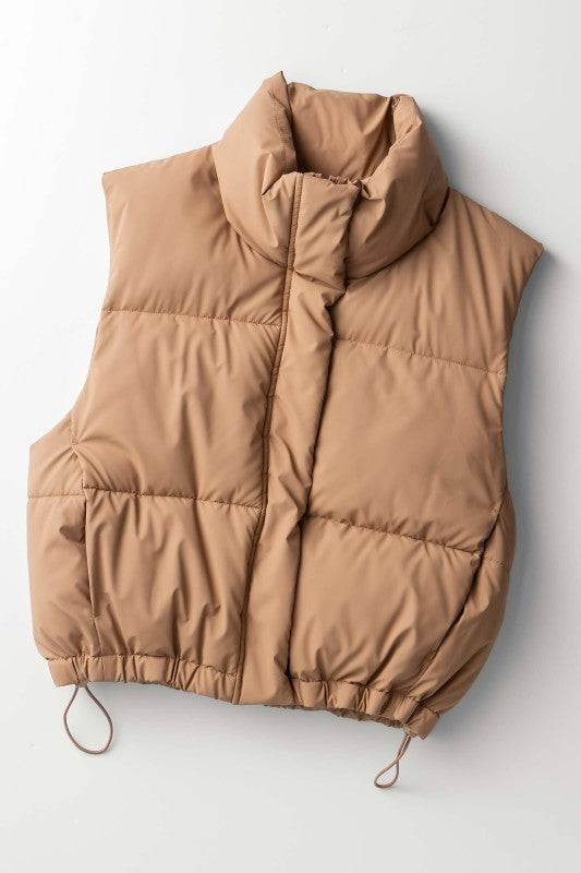 Jeneva Cropped Puffer Vest with Drawstring Hem
