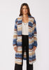 Knit Space Dye Long Sleeve Open Front Cardigan, navy/taupe-front