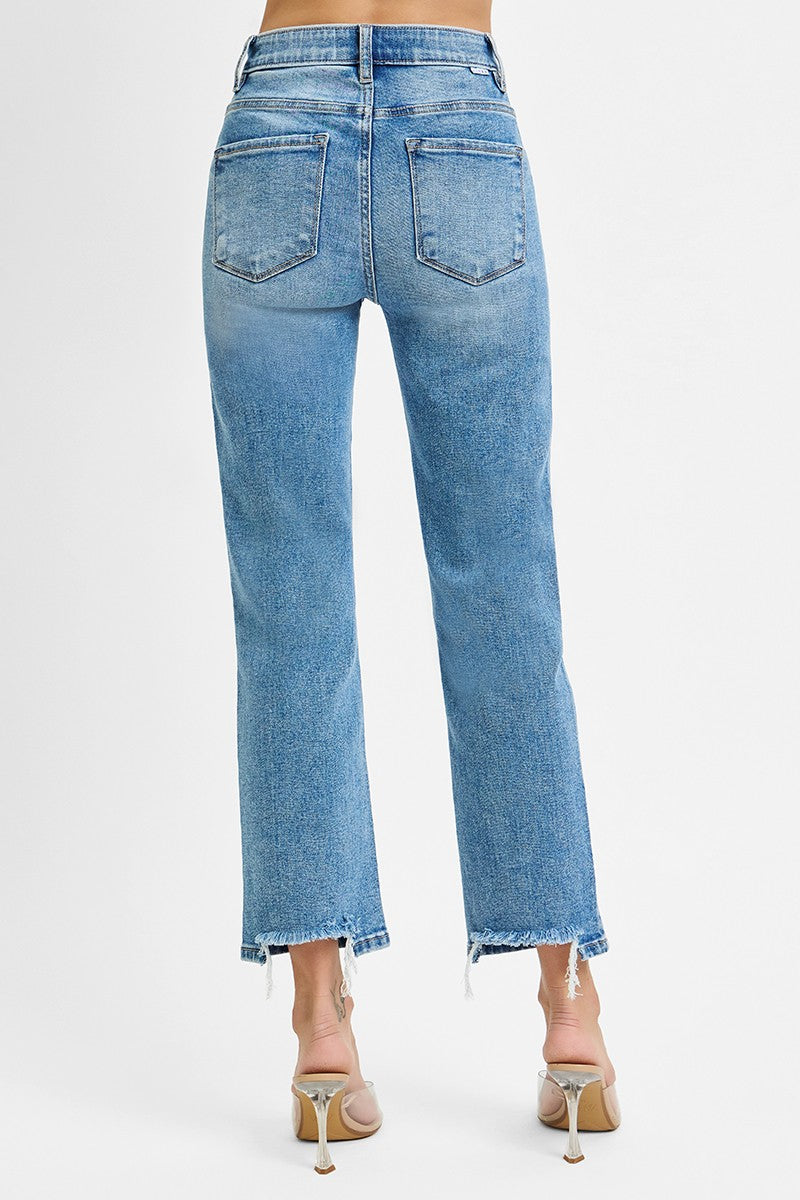 High Rise Crop Straight Jeans