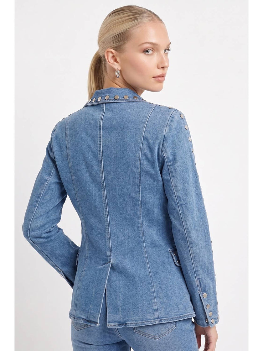 Dome Studded Denim Blazer