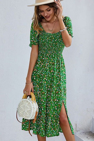 Ginnie Floral Dress W Slit green