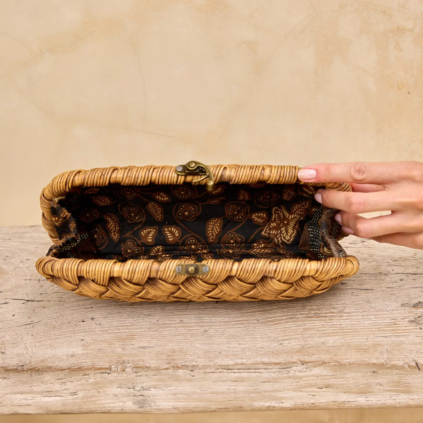 Rattan Wide Weave Clutch-inside detail