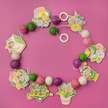 Do It Yourself Wood Garland garden colored in