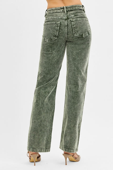 Mid Rise Straight Leg Corduroy Pants - TC