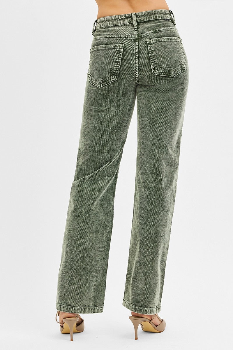 Mid Rise Straight Leg Corduroy Pants - TC