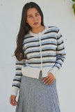 Lace Trim Striped Cardigan Coastal Grandma Preppy