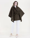 Notched Lapel Belted Tailored Cape olive