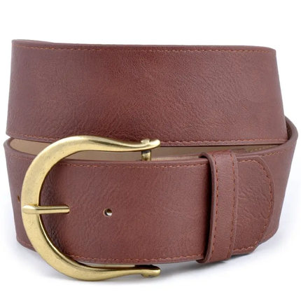 Wide Width Belt with Horseshoe Shape Buckle