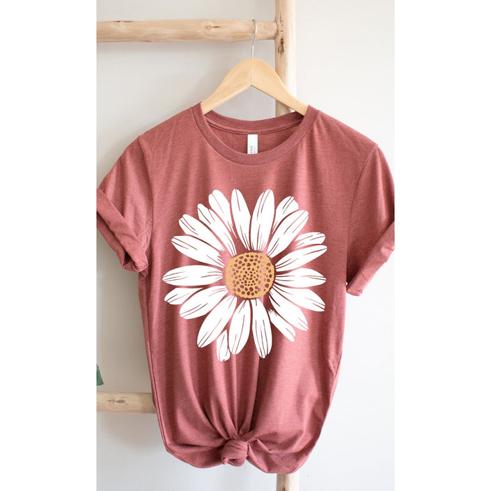 Blooming Daisy Graphic Tee Shirt heather clay