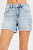 Aria High Rise Flower Patched Shorts front