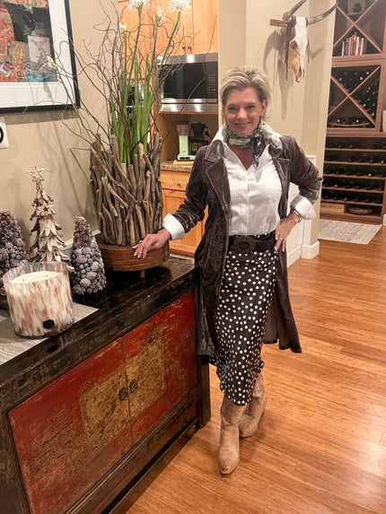 Kelly Elastic Waist Skirt brown front