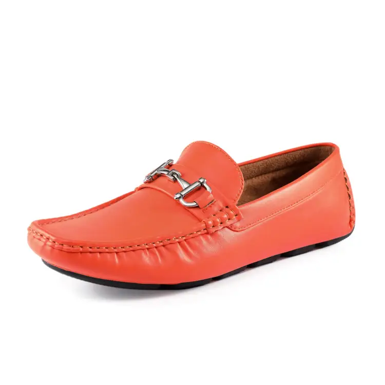 Trentino Faux Leather Men's Driver Shoe | Orange front/side