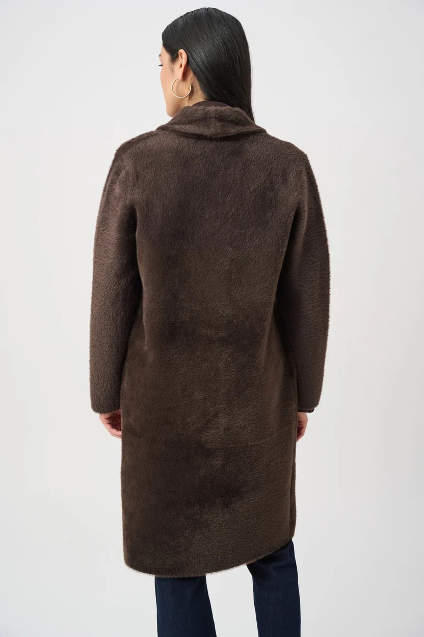 Daphne Detachable Faux Fur Shawl Coat, mocha-back