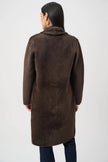 Daphne Detachable Faux Fur Shawl Coat, mocha-back