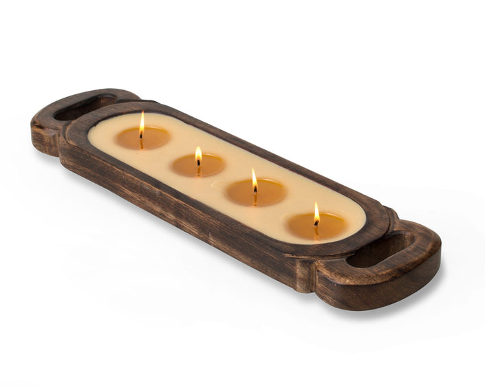 Himalayan Wooden Tray Candle - Medium | Bourbon Vanilla