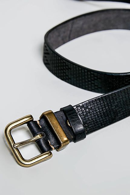 Textured Pattern Genuine Leather Belt