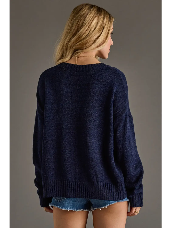 Lightweight American Flag Sweater, navy-back