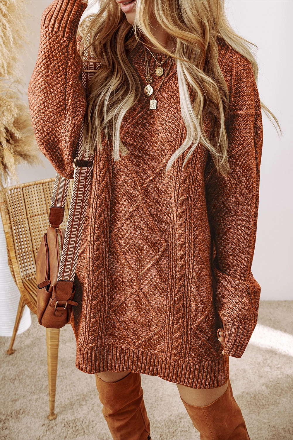 Grace Cable Knit Sweater Dress