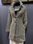 Chevron Notched Lapel Long Sleeve Coat