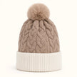 2-Tone Braided Cable Knit Pom Beanie