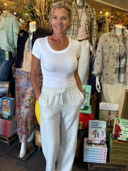Brushed Jersey Long Lounge Pants light grey front