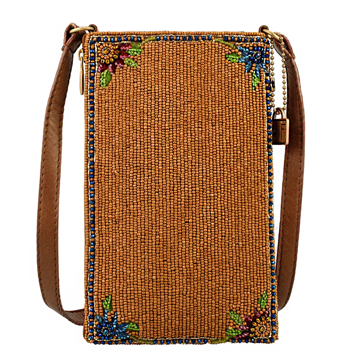 Garden Groove Ivory Guitar with Flowers Beaded Crossbody  back