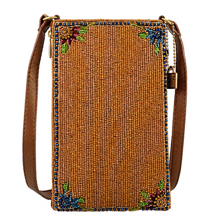 Garden Groove Ivory Guitar with Flowers Beaded Crossbody