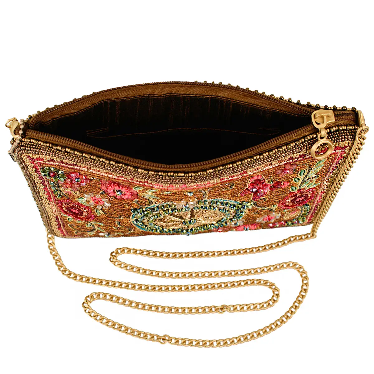 Time Traveler Rose Vent Gold and Pink Beaded Mini Crossbody