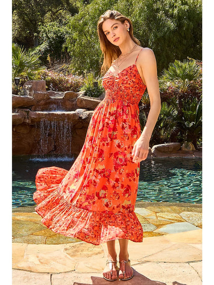Twist Adorn Smocked Maxi Dress