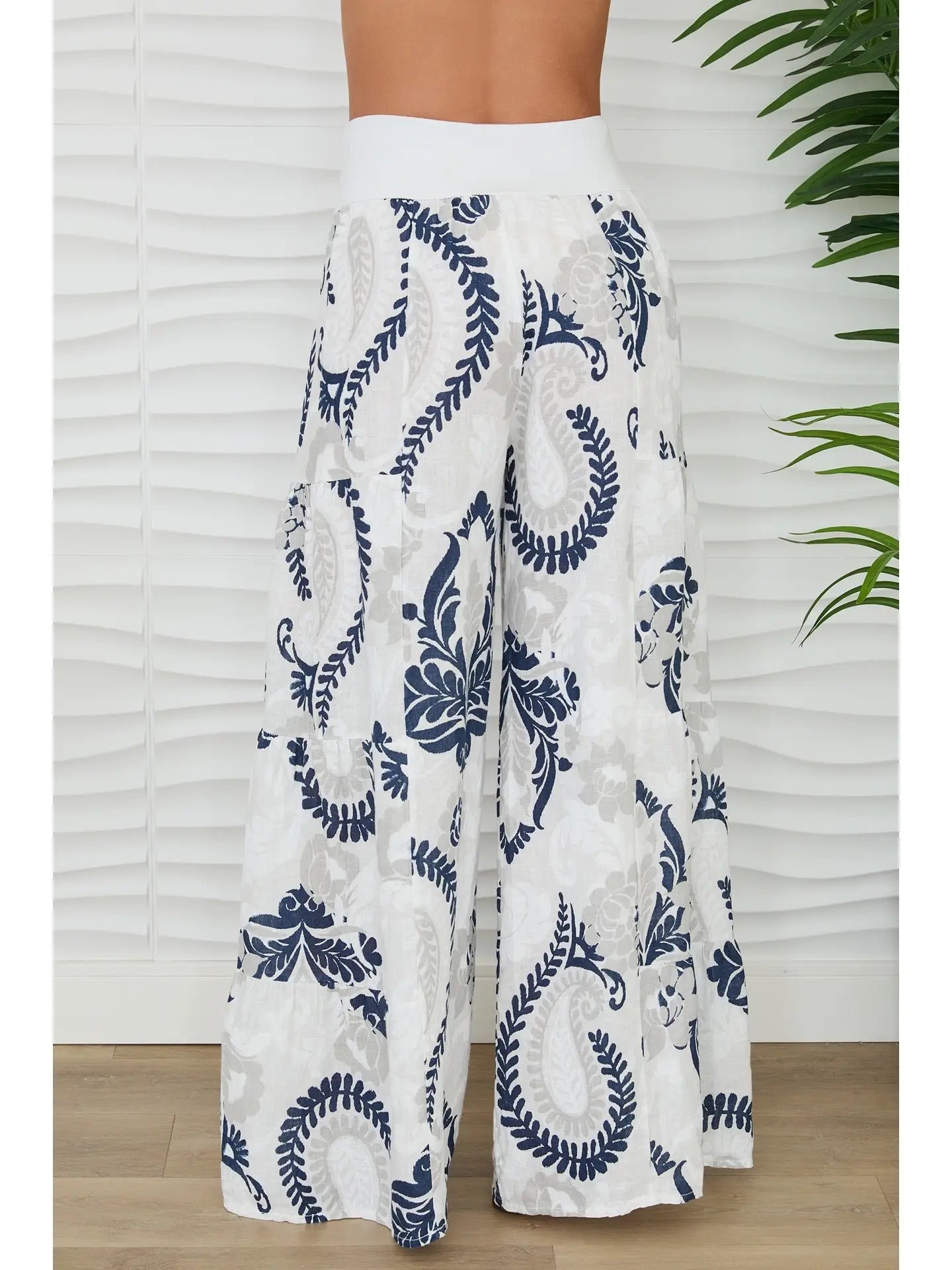 Paisley Print Tiered Palazzo Pant