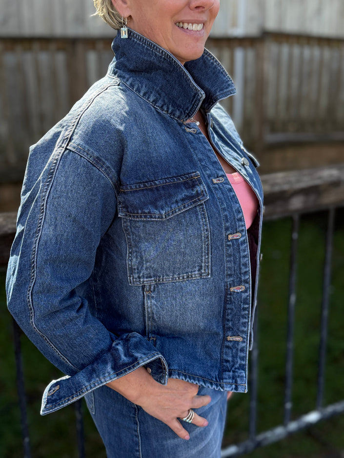 Retro Denim Jacket | Classic Blue side