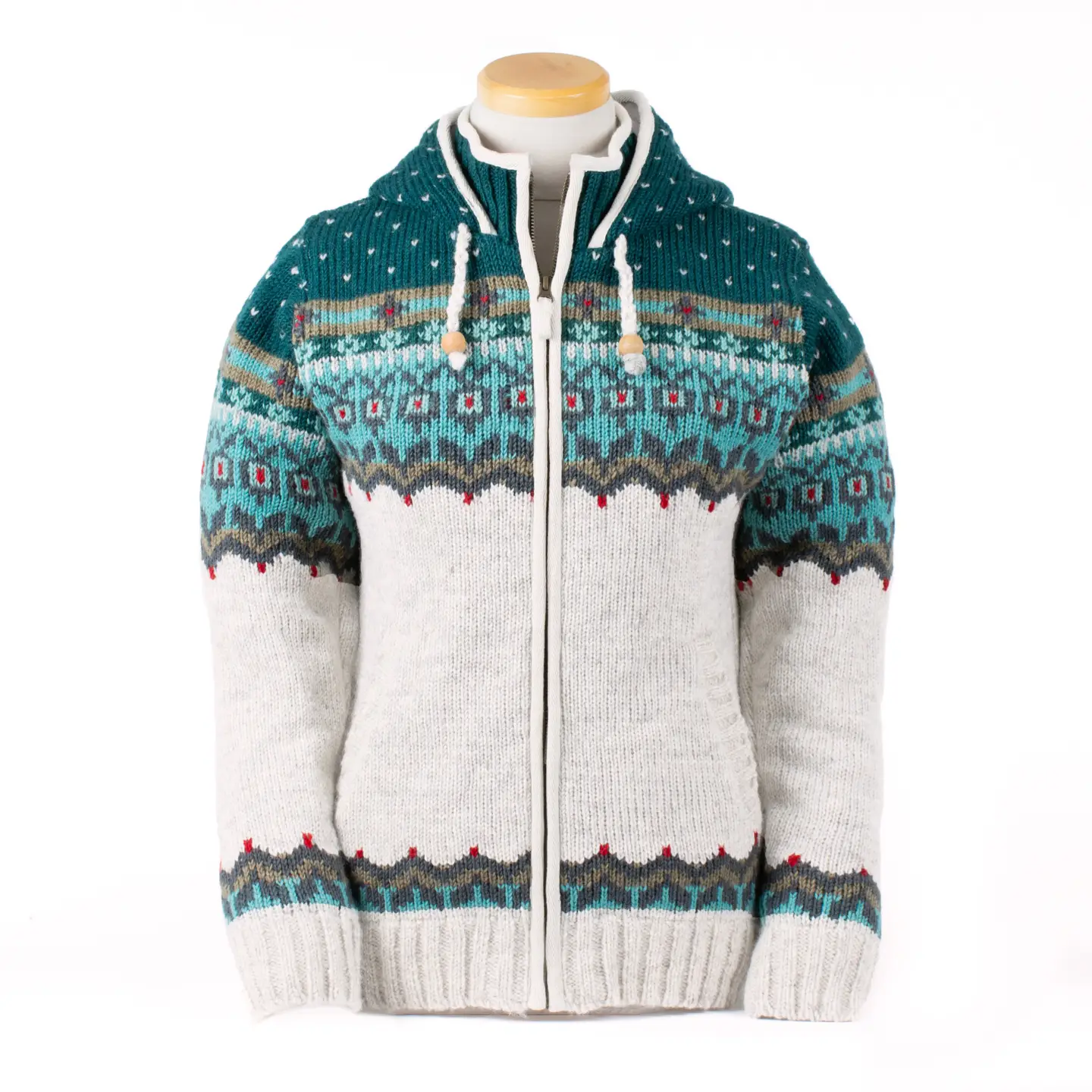 Borealis Womens Wool fair Isle Sweater Coat front