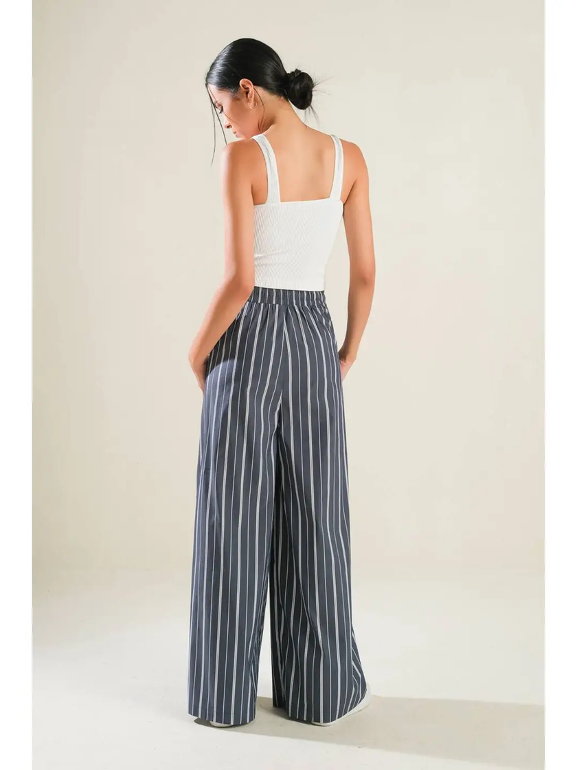 A Striped Woven Pant charcoal back