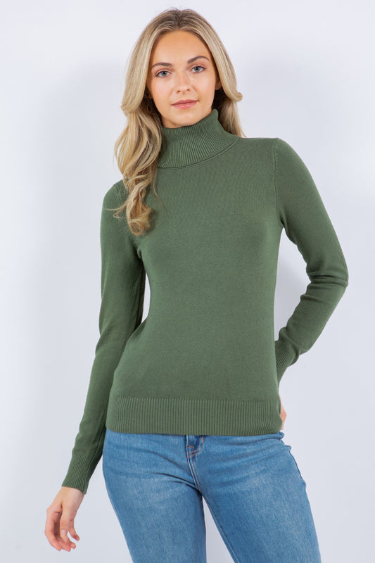 Carol Turtle Neck Sweater | Moss