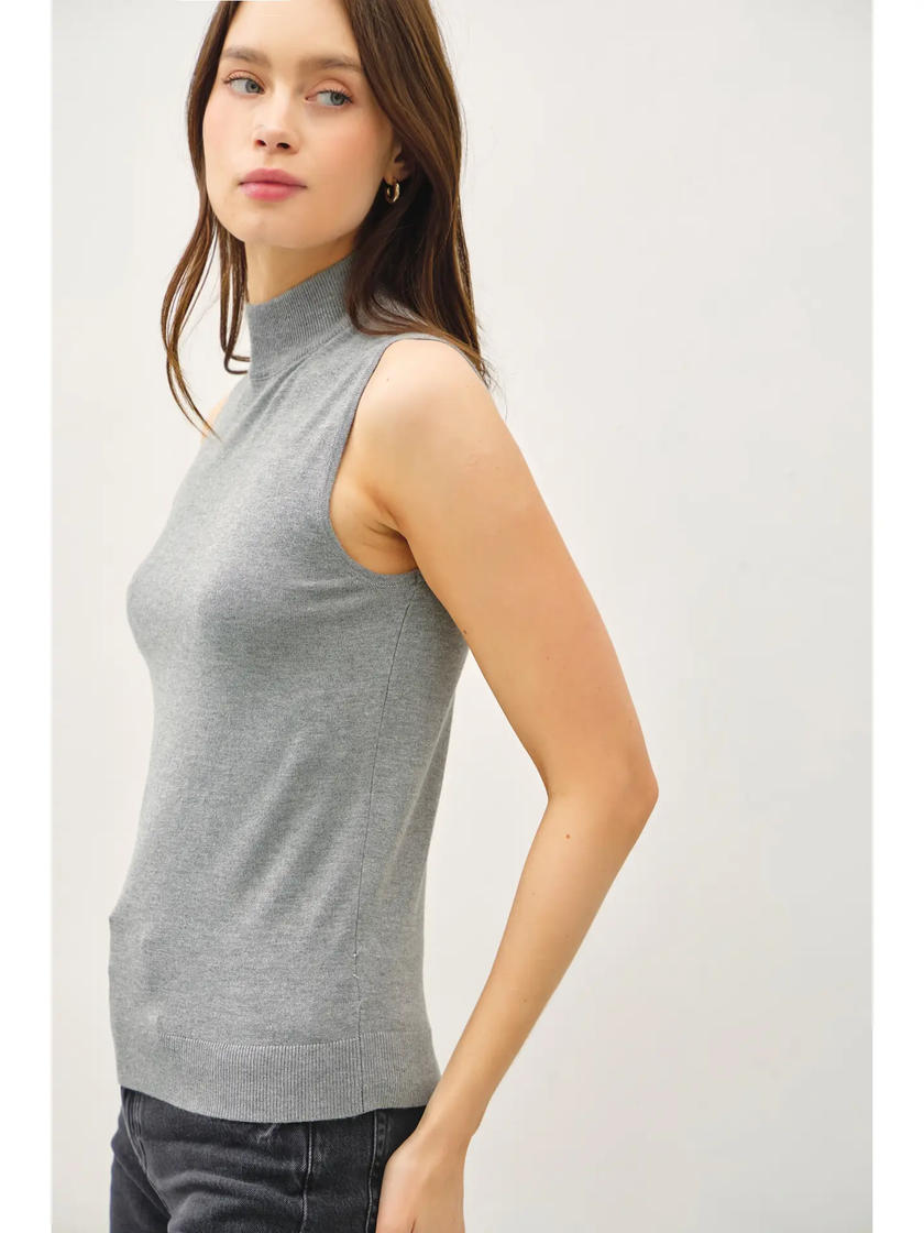Lightweight Mock Neck Sleeveless Sweater