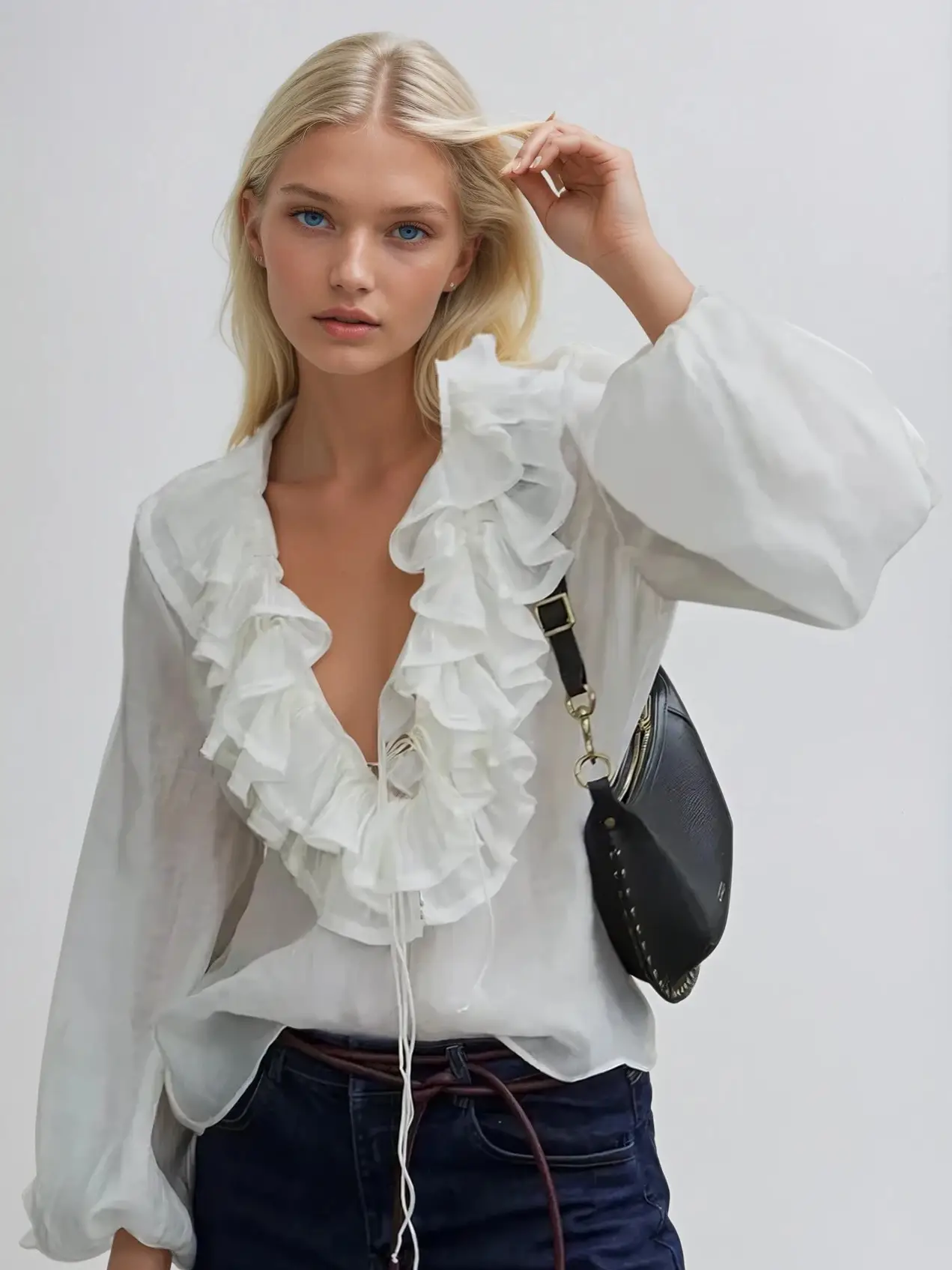Winona Ruffle Laced Top front