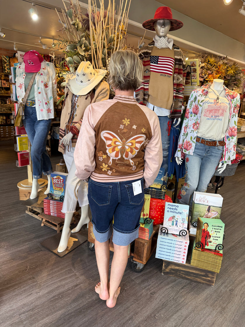 Suede Baseball Jacket brown back