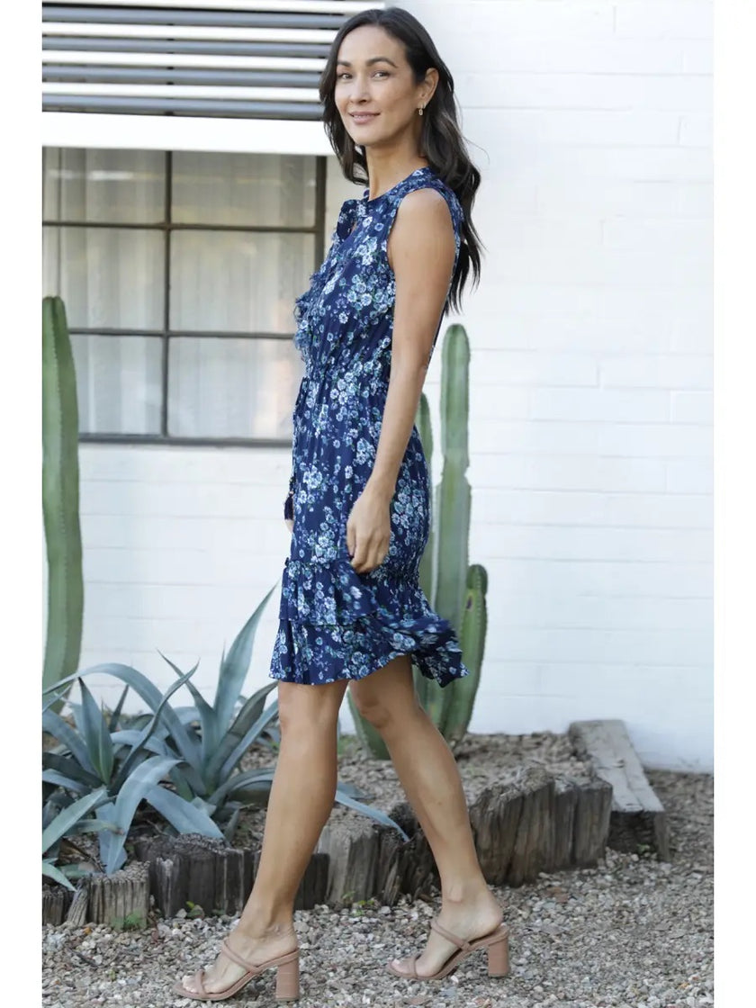 Printed Tank Dress with Ruffles