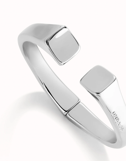 Rigid sterling silver-plated bracelet smooth finish and square shape | SIZE Medium