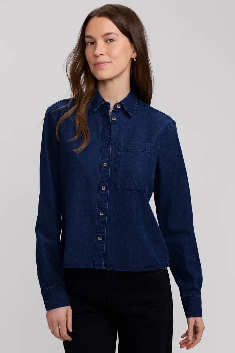 Jodie LS Denim Shirt-dark wash