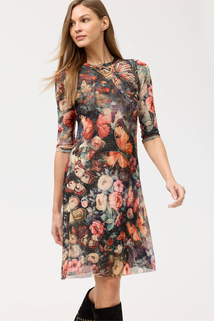 3/4 SLEEVE MESH MIDI DRESS teyros