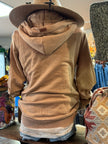 Honey Womens Zip Neck Embroidered Hoodie
