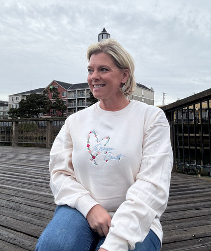 Floral Oregon Coast Embroidered Fleece Sweatshirt