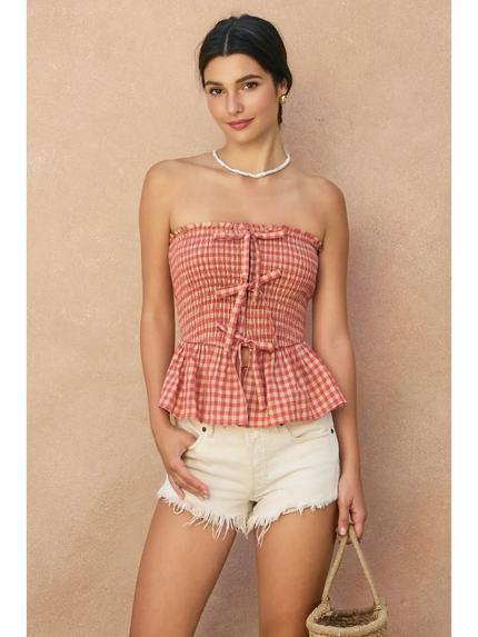 Cherry Basket + Smocked and Flared Tube Top cherry vanilla front