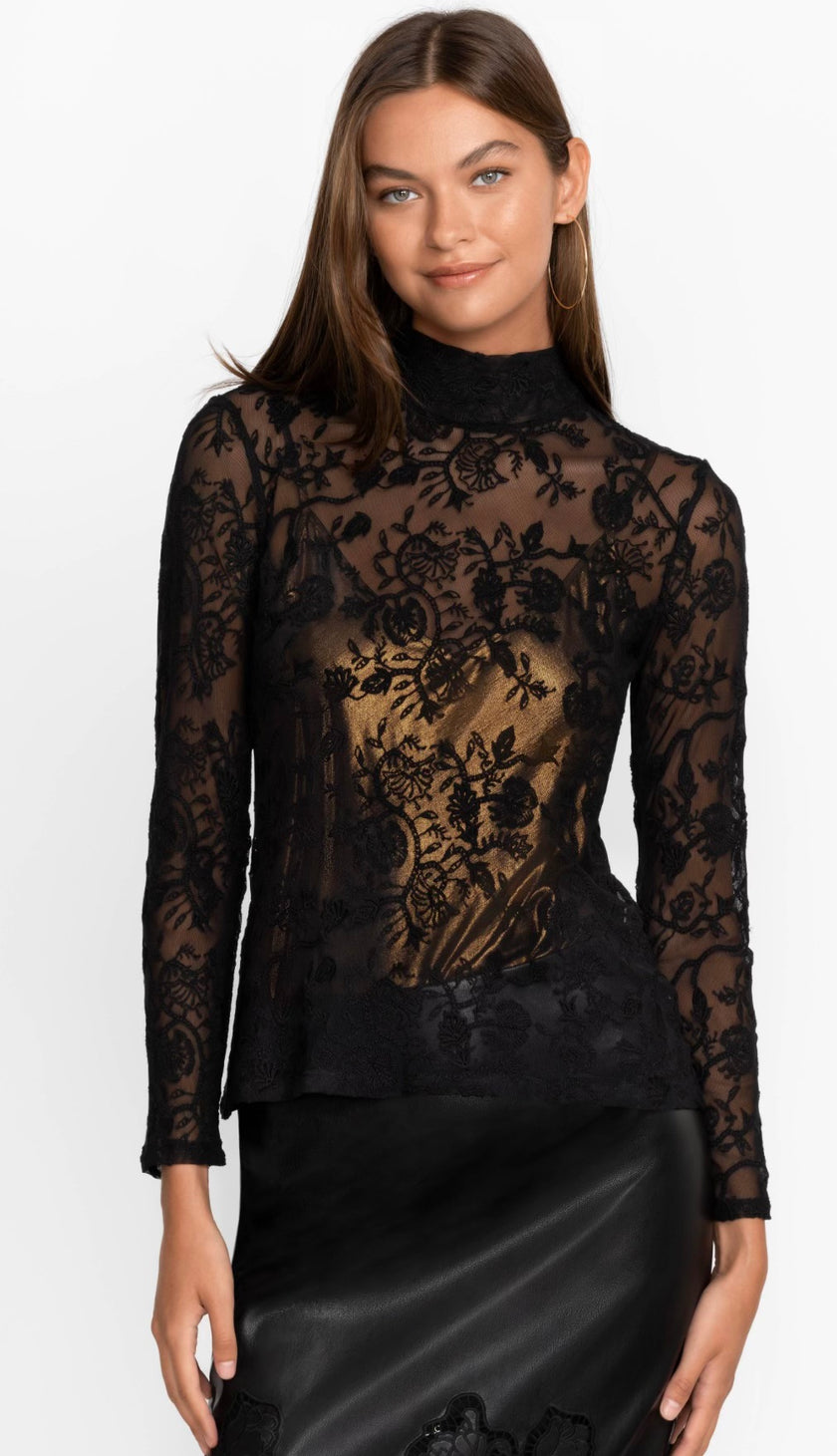 FINAL SALE | Johnny Was Dina Mesh Top | Black