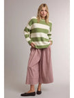 Soft Stripe Fuzzy Knit Crewneck Sweater