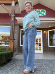 Mighty High Rise Wide Leg Pant profile model outside